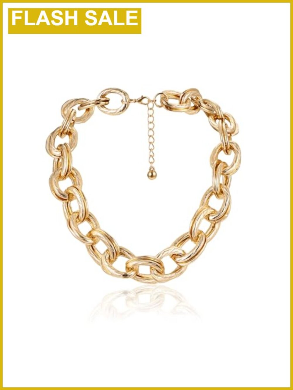 Chunky Gold Plated Double O Link Choker Necklace Adjustable 15-17